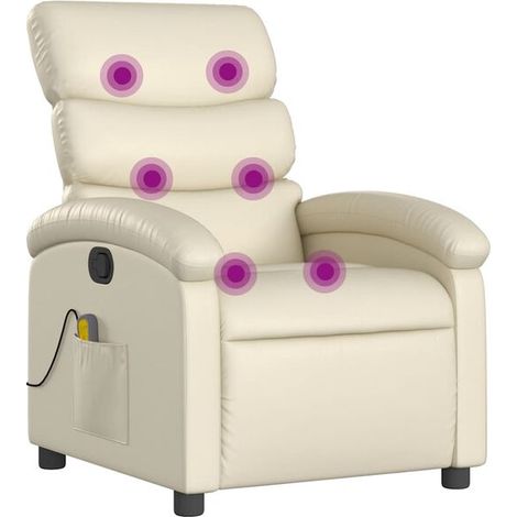 Fauteuil de massage inclinable en similicuir beige (1/5)