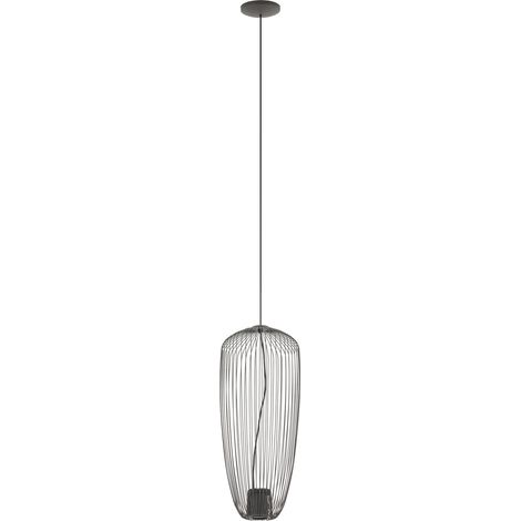 Pendelleuchte Metall Ø 27 cm H: max. 200 cm GU10 Hängeleuchte Grau Modern Draht Schirm Hängelampe