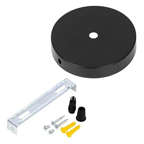 boîtier de connexion en métal, abat-jour rond à 1 trou, rosette de plafond, convient à toutes les lampes, Ampoule avec Cable de 100 cm(100 x 20 mm) (1/5)