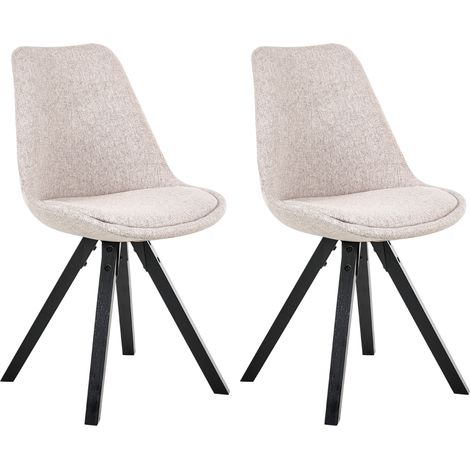 Conjunto de 2 sillas de comedor sin reposabrazos estilo escandinavo tapizadas marrón claro Hedley (1/5)