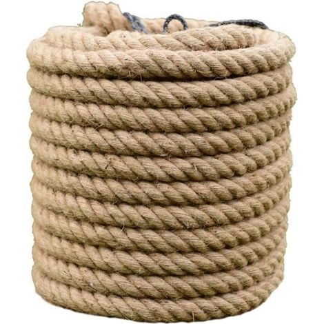 Corde en Jute, 20 mm Chanvre Corde, Naturelle Jute Corde Robuste Épaisseur Ficelles de Jardinage, Jute Rope pour Emballage,10m