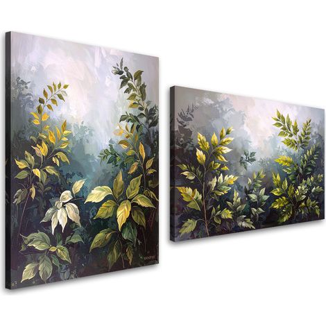 Set de tableaux sur toile  Plantes vertes feuilles nature 2 x 20x30