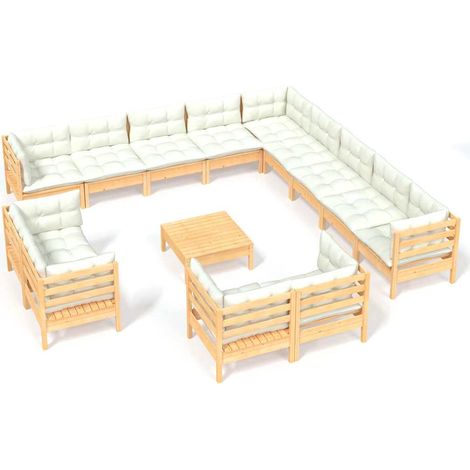 Maison Exclusive - Muebles de jardín 14 piezas y cojines madera m (1/5)