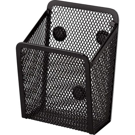 Panier de rangement magnétique noir en filet métallique, porte-stylos pour bureau, réfrigérateur et accessoires de placard