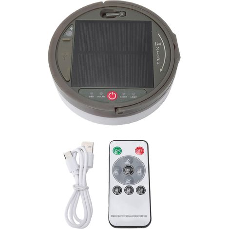 Guirlande lumineuse solaire de camping de 12 m (40 pieds), 13 modes d'éclairage, étanche, rechargeable, LED féérique, alimentation de secours USB pour tente, jardin ou fête. (1/5)