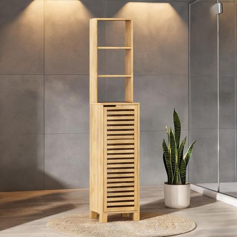 Colonne de rangement 34 x 30 x 170 cm en bambou pour salle (1/5)