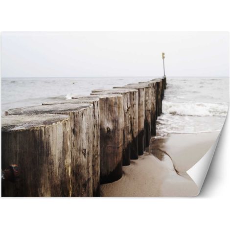 Fototapete Meer Strand Wellenbrecher Landschaft 400x280 cm