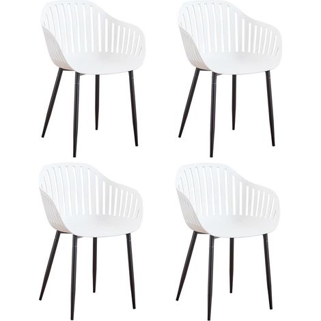 Esszimmerstühle 4er-Set mit Armlehnen, ergonomisch, weiß (1/5)