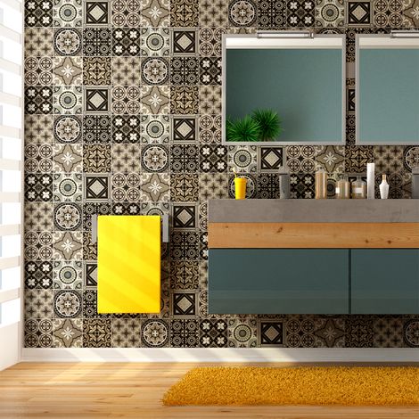 Sticker Mural Carrelage adhésif Cuisine Salle de Bain - 9 STICKERS CARRELAGES AZULEJOS POMPEI - 9stickers10x10cm (1/5)