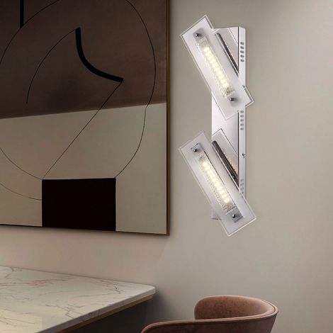 Lampada da parete in cristallo Lampada da parete a LED a 2 luci in vetro satinato, 1x LED 3000K, LxLxP 49x8x11,5 cm