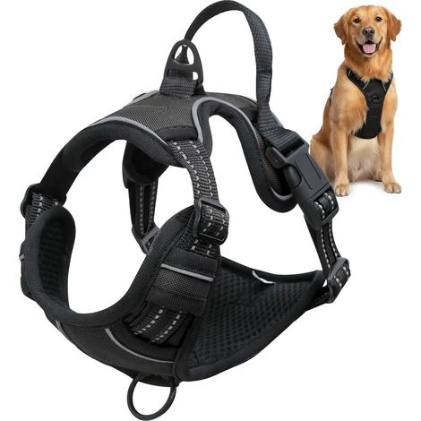Arnés para perros, arnés antitirones, arnés antitirones para perros con diseño fácil de poner y quitar - transpirable y reforzado - adecuado para paseos cortos (M) (1/4)