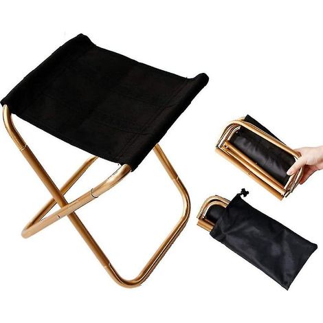 Chaise pliante portable mini dorée avec sac, tabouret pliable ultra-léger en aluminium compact avec housse de transport (1/5)