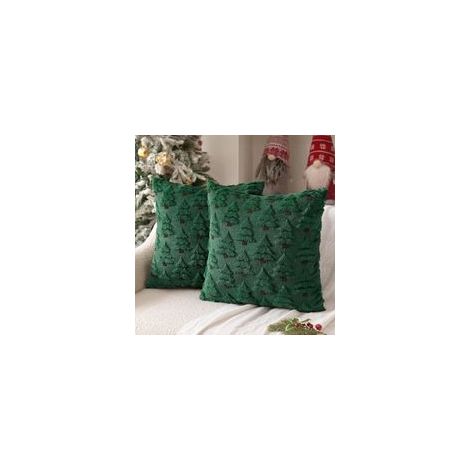 2 Pièces Housses de Coussins Noël 45×45 cm,Taie d'oreiller en Peluche,Parure de Oreiller de Décoration,Fausse Fourrure Doux en Polyester Décoratif, pour Chambres Salon Bureau Canapé Noël Deco