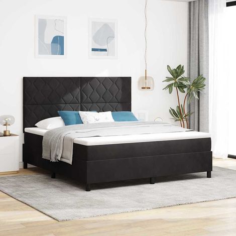 LED Boxspringbett mit Matratze Schwarz 180 x 200 cm Samt (1/5)