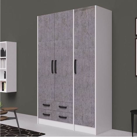 Armadio tre ante e due cassetti 135x52x210h colore cemento ARM3135 (1/2)