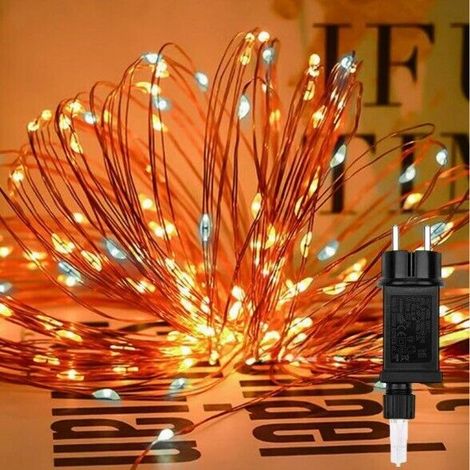 Catena luminosa di 300 Micro LED luci di Natale caldo fisso e bianco freddo intermittente per esterni e interni (1/5)