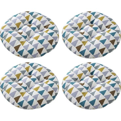 Juego de 4 cojines acolchados, gruesos y suaves, redondos, para sillas de jardín, comedor y oficina (40x40cm) (1/5)