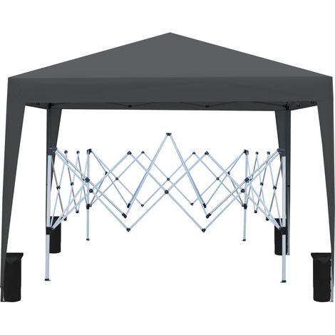 Pabellón plegable 3 x 3 m impermeable con 4 paredes laterales, 4 sacos y marco de acero HOMVRA (1/5)