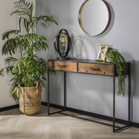 Console industrielle en bois et métal noir Alex (1/5)