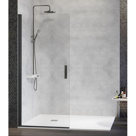 KASSANDRA NARDI NA520 Mampara de Ducha Puerta Abatible Sin Perfil de Cierre Negro Mate Transparente - Medida: 70-71,5 cm - ref: NA5200516S195070 (1/2)