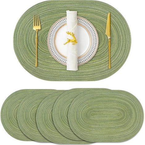 Juego de manteles individuales ovalados, 30, 5 x 44, 5 cm, antideslizante lavable, cocina comedor (beige, juego de 8, juego de 8 piezas (1/5)