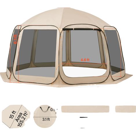 Carpa con mosquitera de gran capacidad, duradera y resistente a la intemperie, 4,5 x 4,2 metros. (1/2)