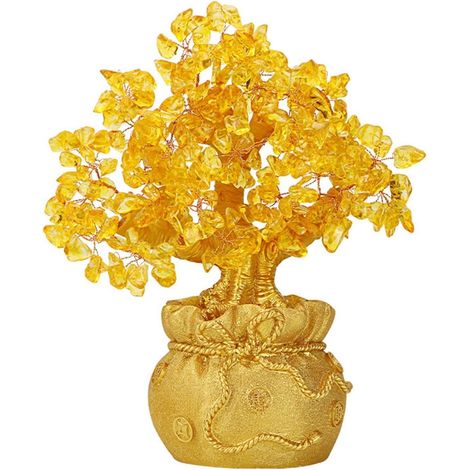 Décoration d ' Arbre à Argent en Feng Shui Chinois, Arbre, Ornement de Bureau, de Pendaison de crémaillère, décorations pour la Maison, nouveauté en Jaune, Argent (1/5)