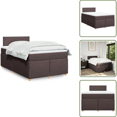 Sommier à lattes de lit et matelas marron foncé 120x190cm tissu - Sommier À Lattes De Lit - Sommiers À Lattes De Lit - Lit - Meuble De Chambre À Coucher (1/5)