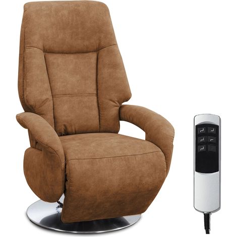 Fauteuil Relax Électrique avec 2 Moteurs Électriques, 74 x 114 x 77 cm, Aspect Cuir, Cognac (1/5)