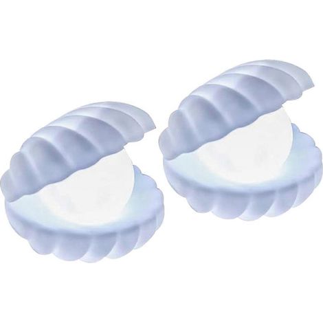 Lampe de nuit coquillage, veilleuse compatible, décoration, lot de 2, design en vinyle blanc (1/5)