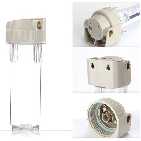 10-Zoll-Filterkartusche, Messingkappe, transparente, rutschfeste Flasche für die Grobvorfiltration, robuster Wasserfilterhalter. (1/5)