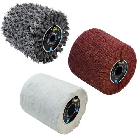 Pack de 3 Brosses (métal torsadé, fibre synthétique, coton) Ø120x100mm pour rénovateur FARTOOLS (1/5)