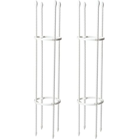 Lot de 2 supports de plantes grimpantes pour balcon, treillis en fer pour rosiers, lierre, clématite, tuteurs en acier plastifié blanc, modèle H 15x75 cm. (1/5)