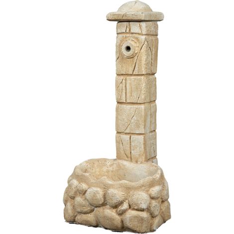 fontana da giardino vedovella "savona" anticata color nocciola, 47x47x92 cm - kam