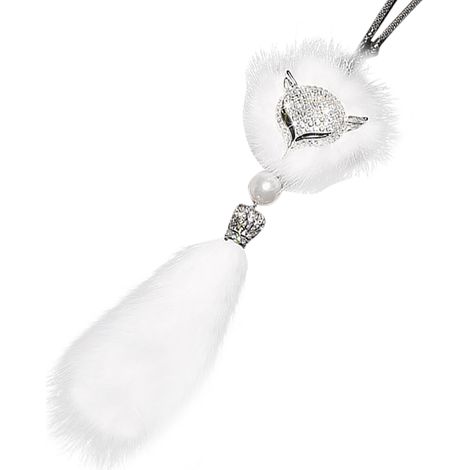Pendentif pompon pour voiture, strass incrustés, métal robuste, pendentif mignon en fausse fourrure d'animal pour rétroviseur, queue de renard (1/5)