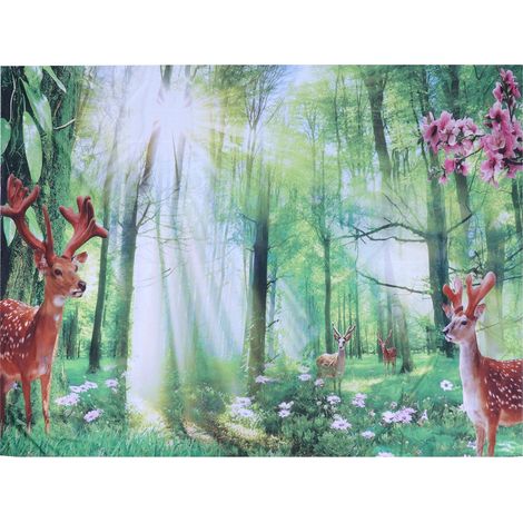 Panneau mural en polyester motif cerf arbre décor chambre salon 230 x 180 cm tapisserie suspendue couverture déco (1/5)