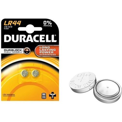 Batteria a bottone micro alcalina Duracell lr44 1,5 v blister 2 unità ø11,6x5,4mm