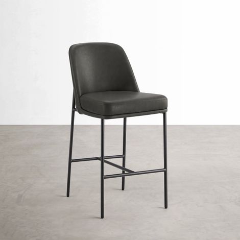 Pack de 2 Taburetes de Bar, Altos en PU, con Respaldo Altura 97 cm, para Bares y Cocina (1/5)