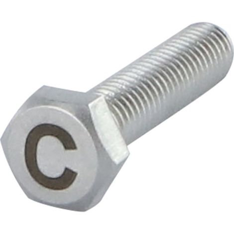 Vis métaux Tête hexagonale TH 8X35 Inox A4 Gravure LETTRE "C"-10 pièces
