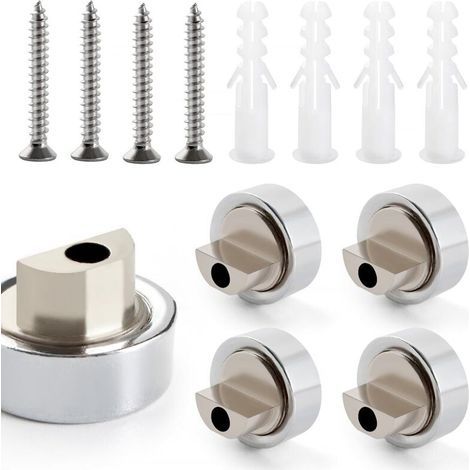 4 Pieces 6-7 mm Mirror Clips Glass Clips, Zinc Alloy Glass Clip, Fixing Mirror Bracket, Mirror Clips, with Caps and Screws, for Mirror and Glass 6-7 mm Thick, Round (1/4)
