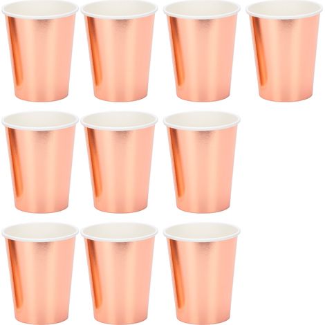 Lot de 20 gobelets en papier compostables et recyclables pour boissons, jus, café, thé, or rose (1/5)