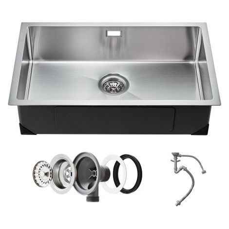 Fregadero de Cocina bajo Encimera Acero Inoxidable 304, Lavabo de Granja de Un Solo Tazón con Accesorios, Fregaderos de Lavavajillas Domésticos para RV, Cocina de Preparación, 700 x 430 x 190 mm (1/5)