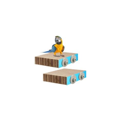 2 Pieces Parrot Toy Bird Chew Cage Accessories Flat Perch Bird Paw Grinding Stand Parrot Cage Playground for Macaws, Small Parakeets, Conures, Budgies, Finches Conure Cockatiel(Medium)-Crezuo