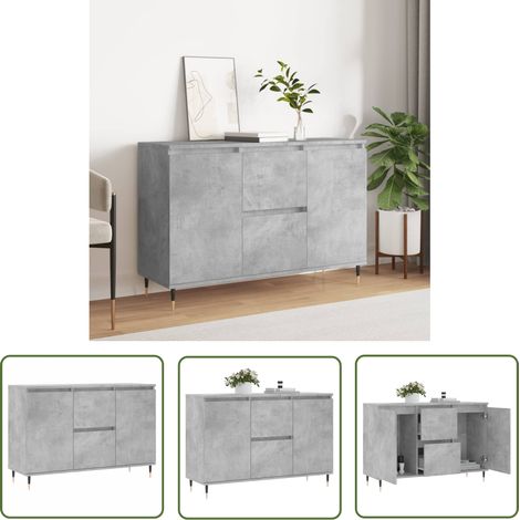 The Living Store Buffet gris béton 104x35x70 cm bois d'ingénierie - Buffet Design Moderne - Buffet Rangement - Buffet Cuisine - Buffet Salon - Meuble Tv (1/5)