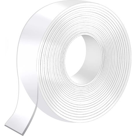 5M Scotch Double Face Extra Fort, 5M x 3CM x 2MM Scotch Transparent Double Face Lavable, Réutilisable Ruban Adhésif Double Face Accroche Tableau Sans Percer pour Cadre Photo Tapis (1/5)