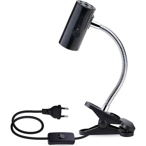 E27 avec Pince et 1,8m Câble pour Lampe Reptile, max. 150W, Flexible Douille Terrarium Noire E27 pour Tortue, Clip Lampe Chauffante pour Poussin Chiot (sans ampoule) (1/5)