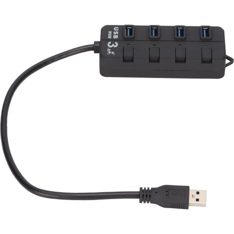 Hub USB 4 Ports avec Interrupteur d'Alimentation Indépendant, Transmission Stable, Interface Externe 3.5, Accessoires Électroniques (1/5)
