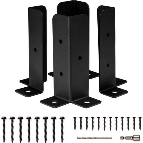4Pcs Kit De Supports De Base De Poteau Bois RéGlables De Poteau Terrasse Pour1.5X1.5,2X2,2X4,4X4 Poteaux Supports Pour BoîTes Aux Lettres,Supports D'Ancrage Pour Poteaux (1/5)