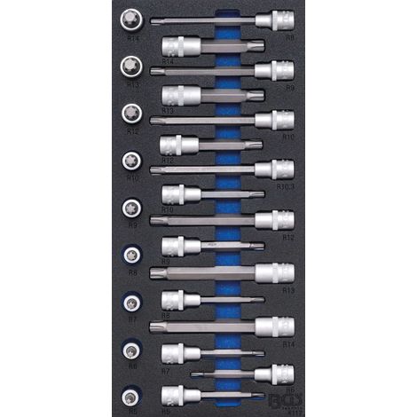 BGS Werkstattwageneinlage 1/3: Bit-Einsatz-Satz Antrieb Innenvierkant 12,5 mm (1/2") Keil-Profil (für RIBE) 25tlg. - 4117