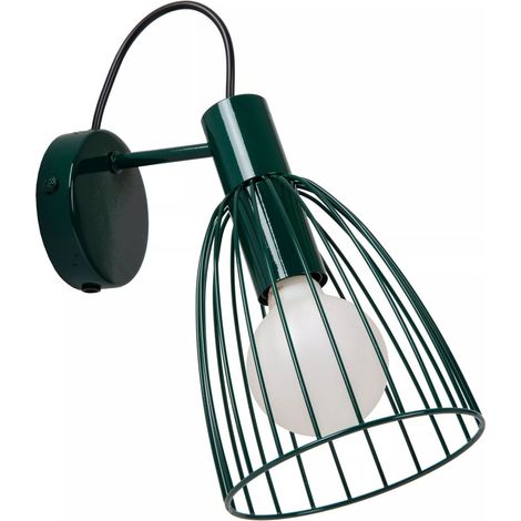 Wandlampe Kinderzimmer schwenkbar Grün B: 15 cm Drahtschirm Wandleuchte Wandspot